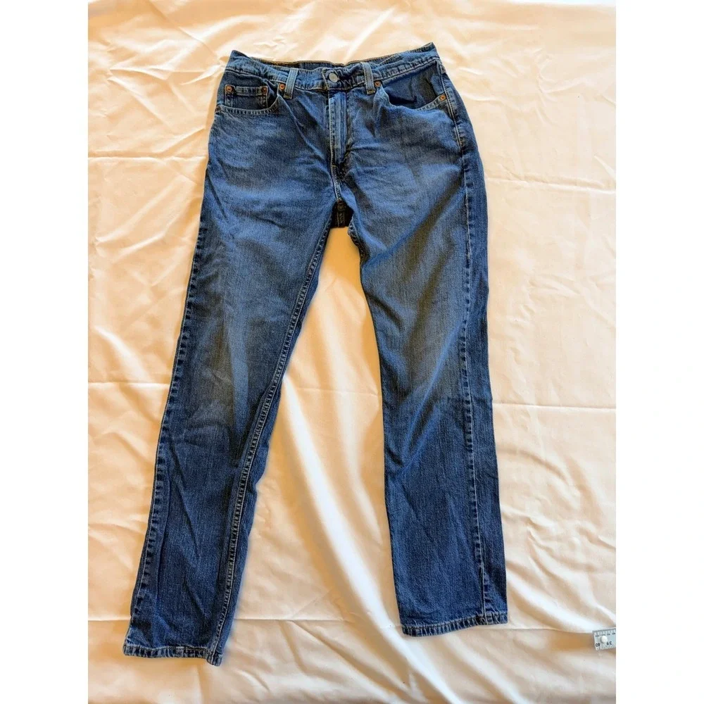Levis 505 Regular Fit Straight Leg Jeans Blue Denim Mens 30x32 WaterLess